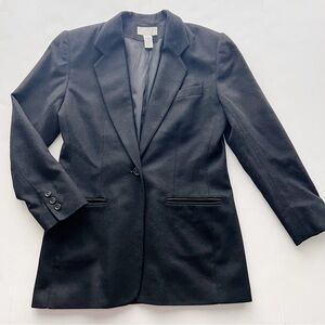 2/25 Cashmere Wool Blazer Lands End Petite Black Minimalist Work Career